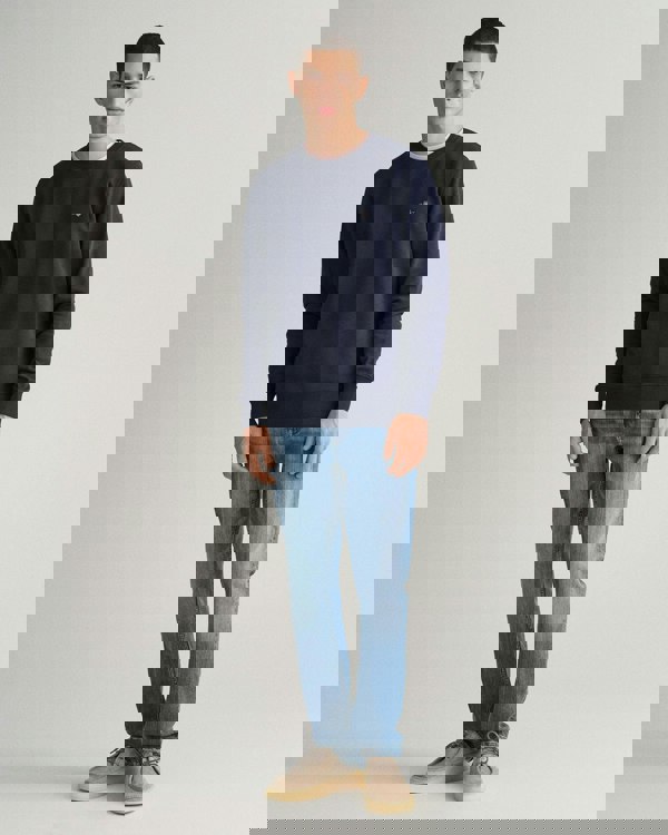 GANT Mens Regular Fit Shield Logo Crew Neck Sweatshirt - 433 Evening Blue