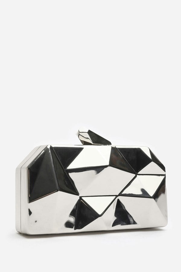 Where's That From Rica Geometric Clutch Bag in Silver