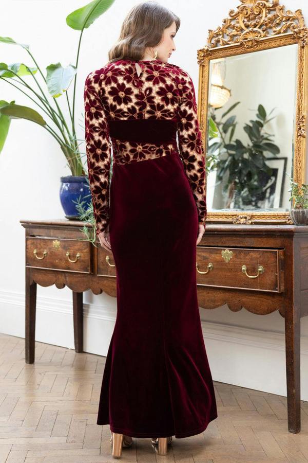 HotSquash Velvet Embroidered Gown