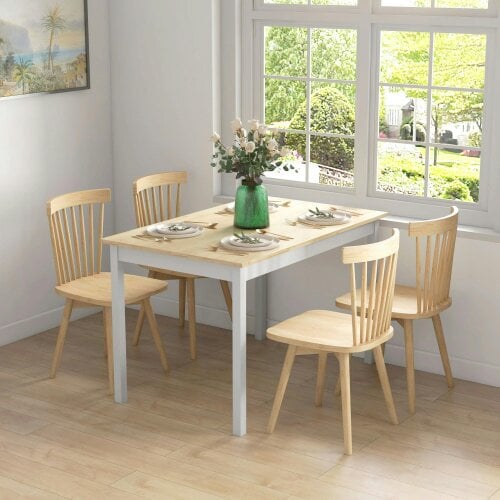 Wyld Haus Sasoroma Solid Wood Natural 4 Seater Farmhouse Style Dining Table