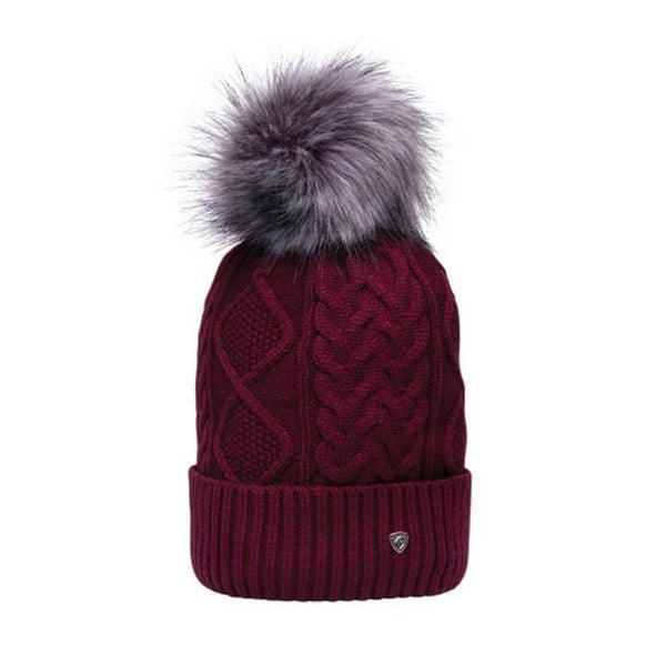 Hy Unisex Adult Vanoise Bobble Cable Knit Beanie - Maroon