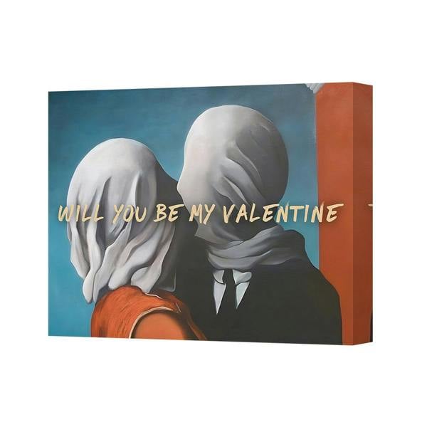 Benjamin Tate Design Valentine Kiss Canvas Art Print On Deep Wooden Frame Handmade In UK