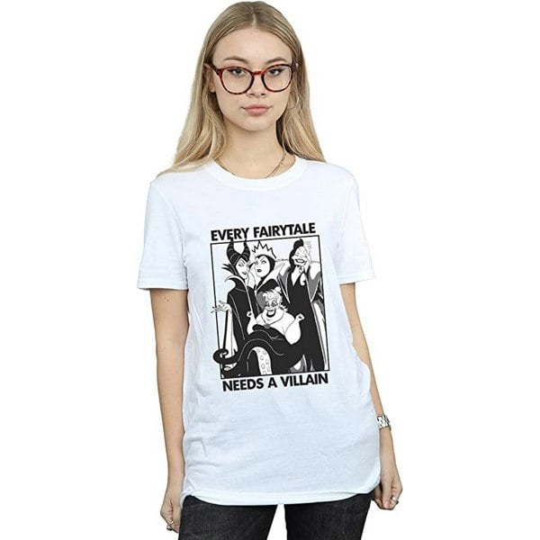 Disney Womens/Ladies Every Fairy Tale Needs A Villain Cotton Boyfriend T-Shirt - White