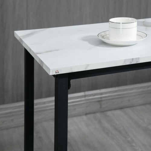 Wyld Haus Telano Marble Effect White And Black 3 Piece Bar Table And Stool Set