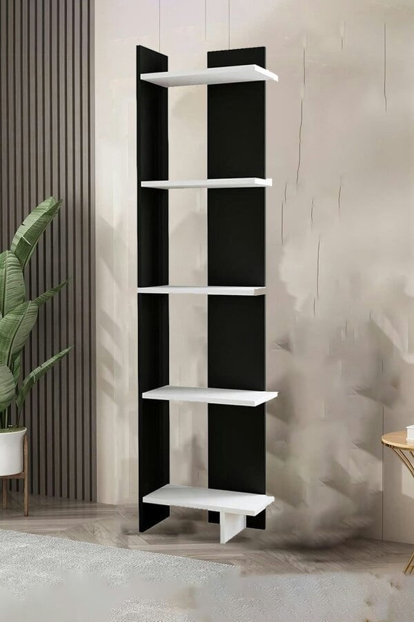Living and Home 5 Tier Wooden Corner Bookcase Multifunctional Bookshelf Storage and Organizer