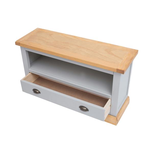Cabinet Bits Bomporto Light Grey 1 Drawer TV Cabinet Brass Cup Handle