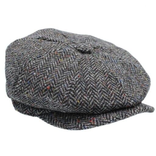 Heather Hats & Accessories Premium Irish Wool Tweed Flat Cap, Cotton Lining, Outdoor Wear, Charcoal