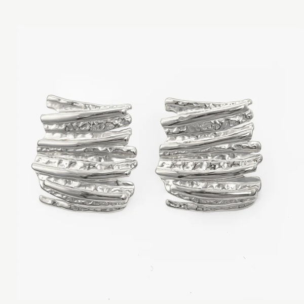 MUCHV Rectangular Textured Stud Earrings