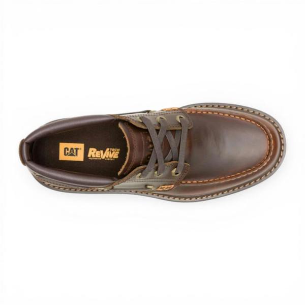 Caterpillar CAT (Caterpillar) Mens Tan Brown Leather Low-Cut Boots - Colorado Boat Lo
