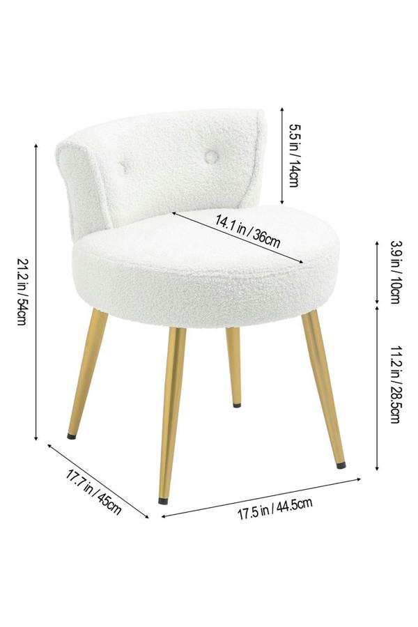 Living and Home Teddy Fleece Dressing Table Stool with Iron Legs