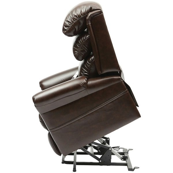 Wall Hugging Rise and Recline Lounge Chair - Wipe Clean PU Leather - Chestnut Loops