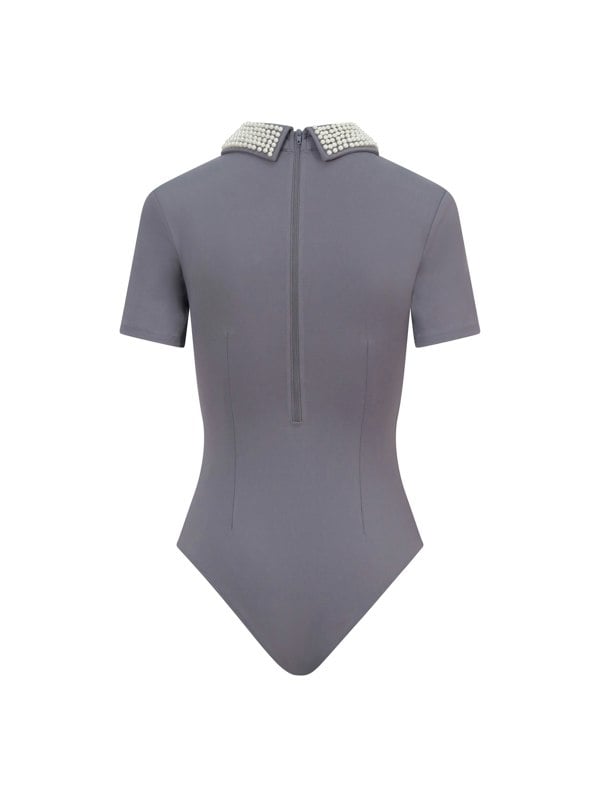 BALOU Womens Pearl Collar Bodysuit