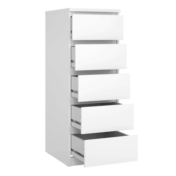 Wyld Haus Budapest White Wood Narrow Chest 5 Drawers