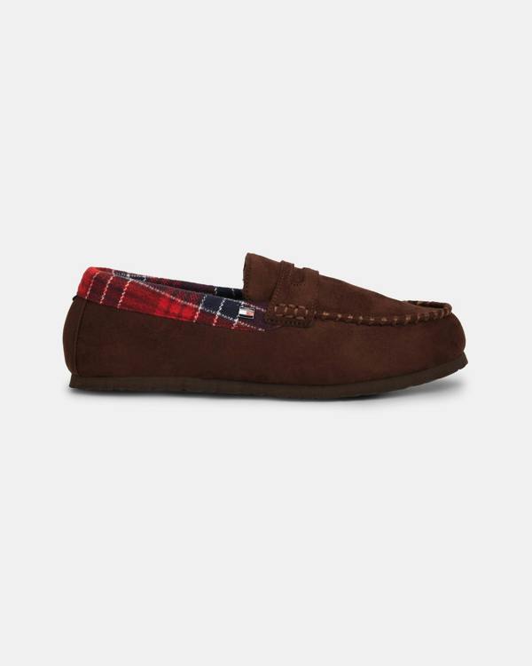 Tommy Hilfiger Check Driver Mens Hilfiger House Shoes - Burgundy/Burgundy Solid