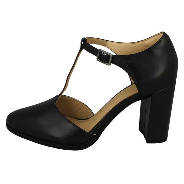 Clarks Ladies Clarks T-Bar Heeled Court Shoes Freva85 Bar