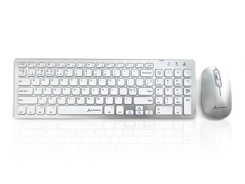 Accuratus 8400 - Rechargeable Multidevice Bluetooth 5.0 & RF 2.4Ghz Wireless Multimedia Scissor Key Keyboard and Mouse Set