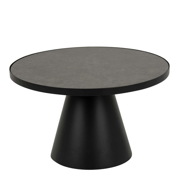 Furniture To Go Soli Round Ceramic Coffee Table in Black 65.7x40cm