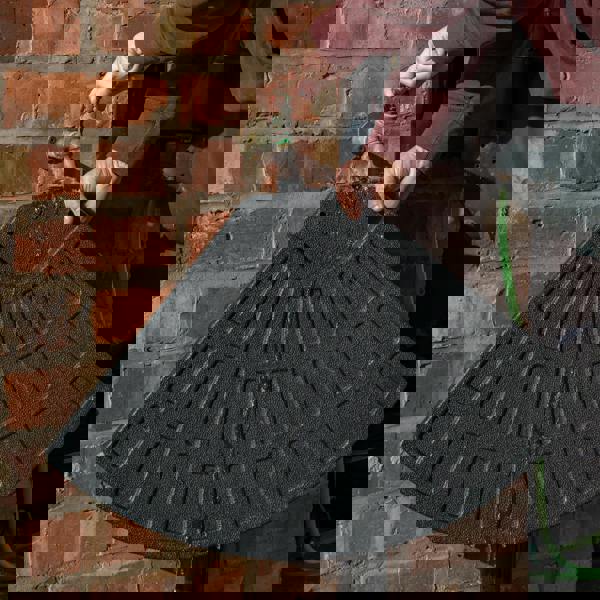 Samuel Alexander Outdoor 4 Person Round Glass Top Garden Dining Table Chairs With Green Banana Parasol and Base Set