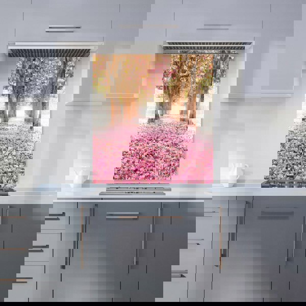 Warren Reed - Designer Pink Flower Tree Tunnel Kitchen Splashback