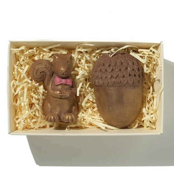 CHOC ON CHOC Golden Chocolate Squirrel And Acorn