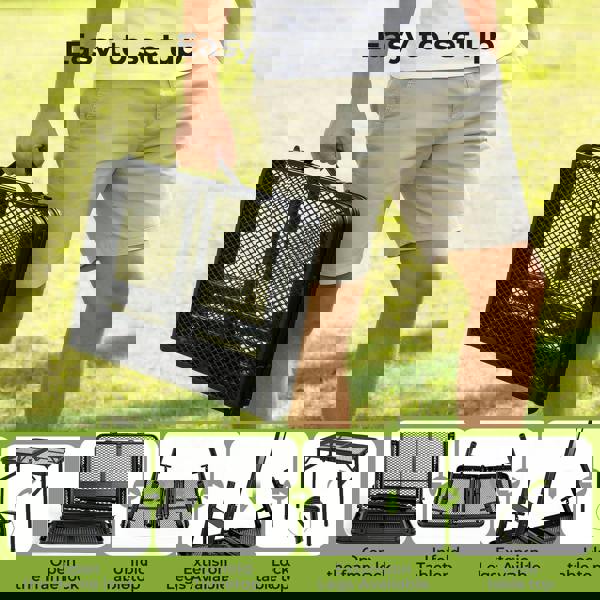 Levede Folding Camping Table Adjustable Height Aluminium Picnic Desk Black 60cm