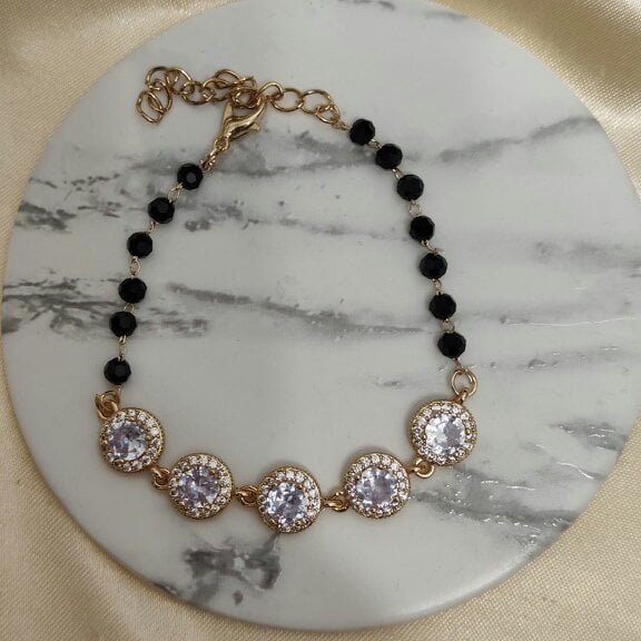 The Colourful Aura Large Round Zircon Adjustable beaded Bracelet