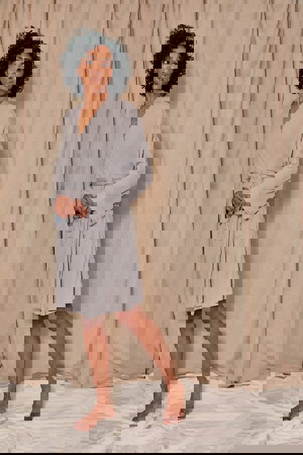 EcoVero Ribbed Robe in GreyNightwear