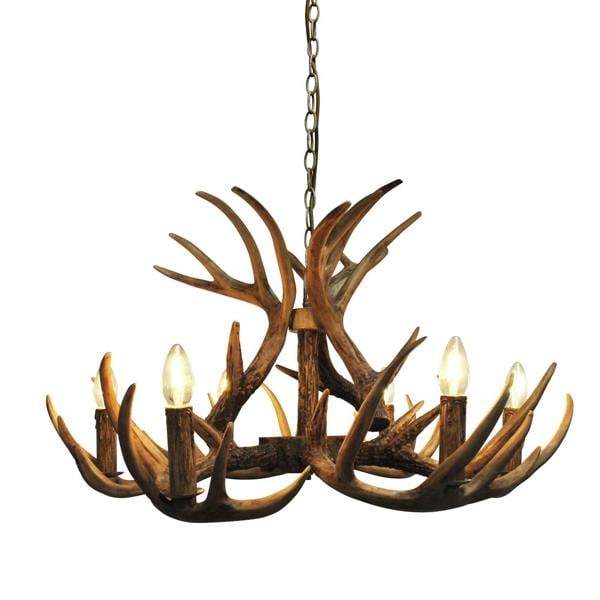 Pagazzi Lighting Lochranza 6 Light Rustic Antler Pendant Ceiling Light