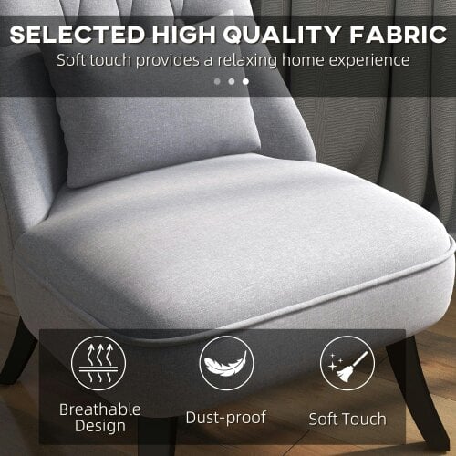 Wyld Haus Sava Grey Set Of 2 Armless Button Tufted Tub Chairs With Linen Upholstery