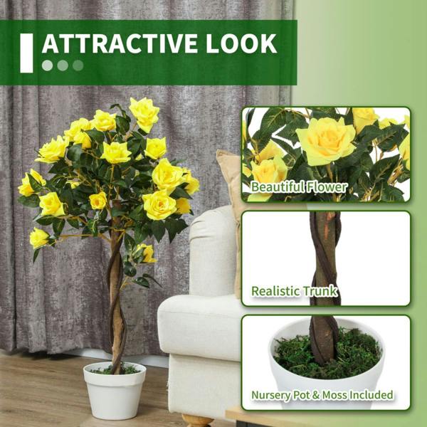 Dyzi Set of 2 90cm Artificial Rose Trees Potted Decorative Plants