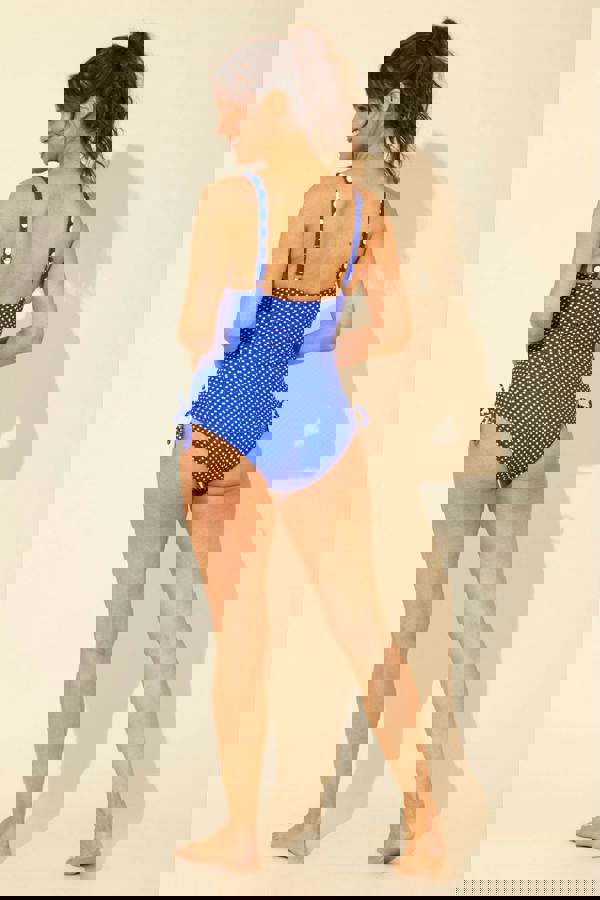 Contrast Stitch Tie Side Swimsuit