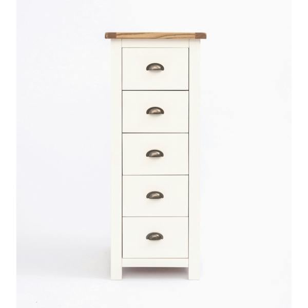 Lovere 5 Drawer Narrow Chest of Drawers Brass Cup Handle
