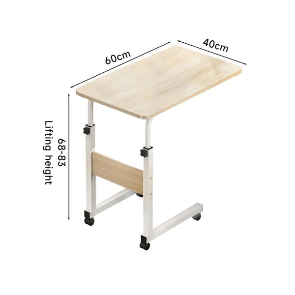 Living and Home Height Adjustable Mobile Table Overbed Desk with Wheels
