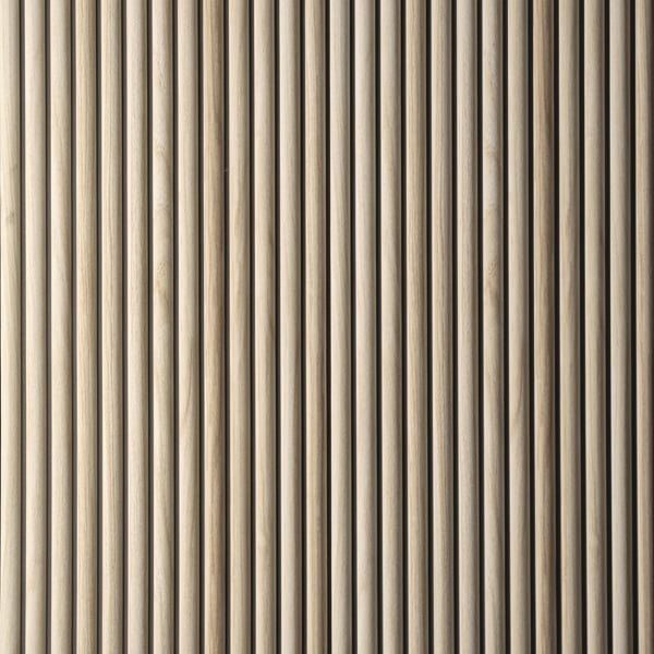 Wallsupply UltraLight Linari Ribbed Round Wood Effect HD Printed 3D Slat Wall Panels EPS, 4pc 2.3m², Natural