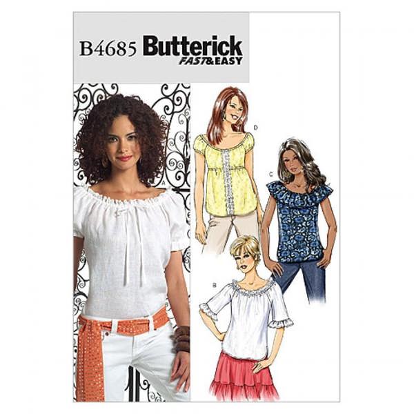 Butterick Sewing Pattern 4685, Tops for Women, 8-10-12-14 - Easy