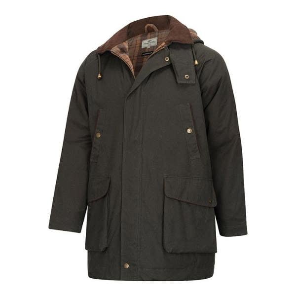 Hoggs of Fife Kelso wax jacket collar with fleece lining for warmth and weather protection on the shoot