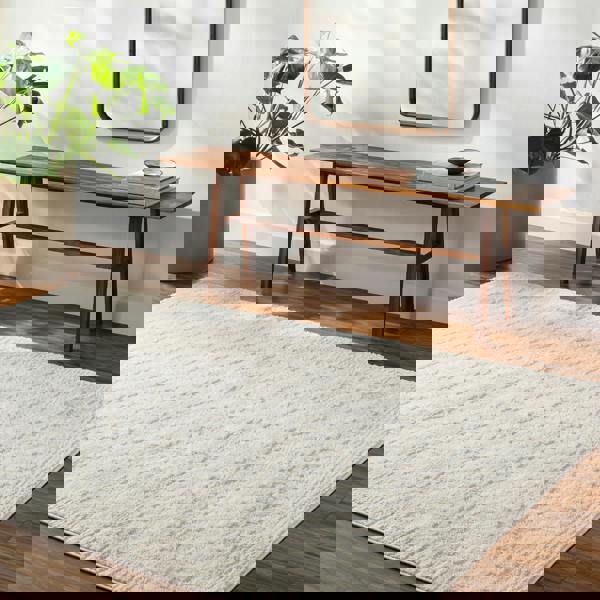 Livabliss Freud-Modern Ivory Off-White High Pile Checkered Rug