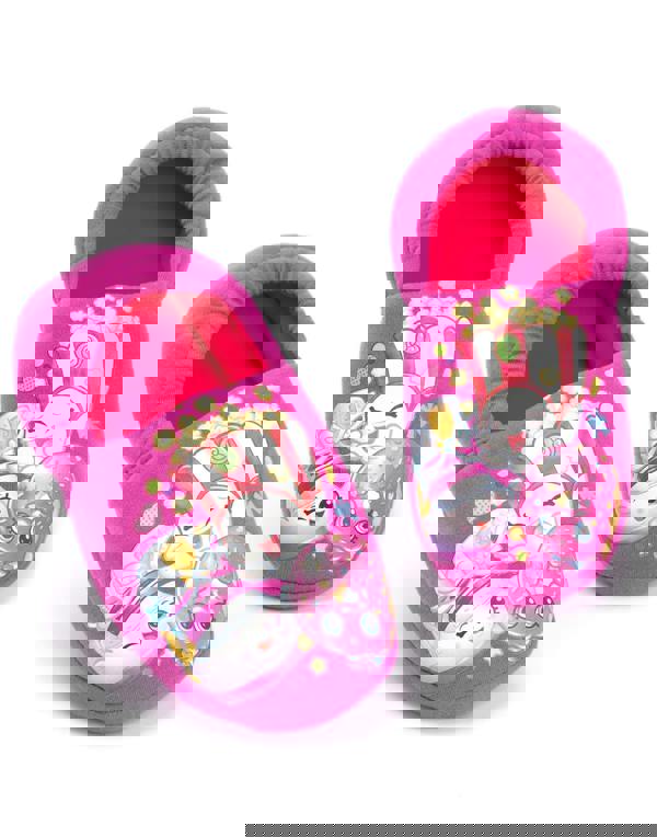 Shopkins Girls Pink Poppy Corn & D'Lish Donut Slip On Loafer Slippers