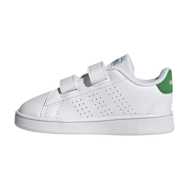 Adidas Childrens/Kids Advantage Court Lifestyle Flat Trainers - White/Green - 