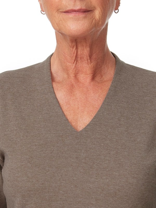 PennyPlain High Back V-neck Top - Latte