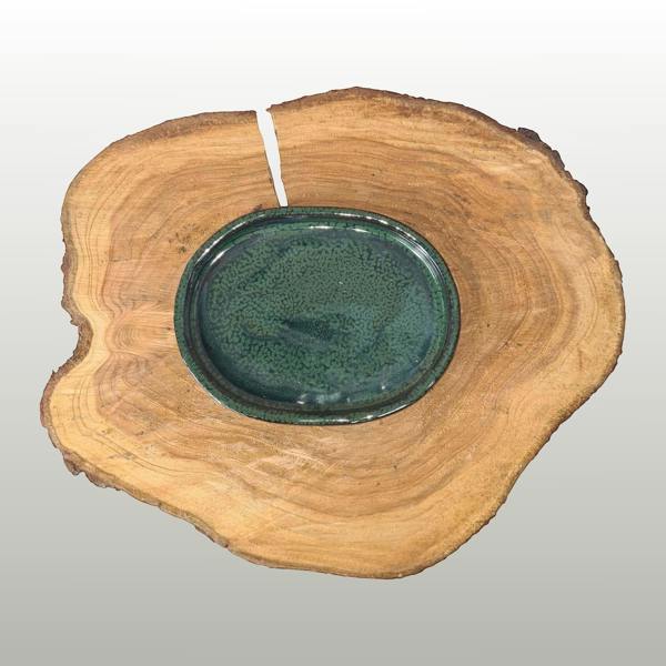 20cm Glazed Drip Tray | Oval | Dark Green - Yorkshire Bonsai standardised image 20260606-153135