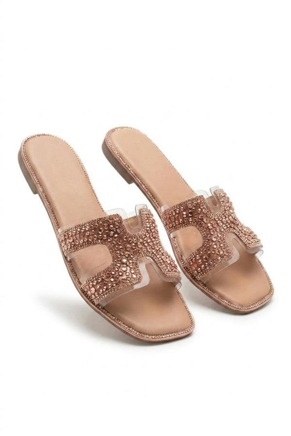 Aisley Gem Embellished Slip-on Flat Sandals - Pink_wb