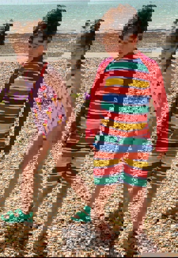 Happy Stripe Print Kids' Swim Rash Vest - Toby Tiger