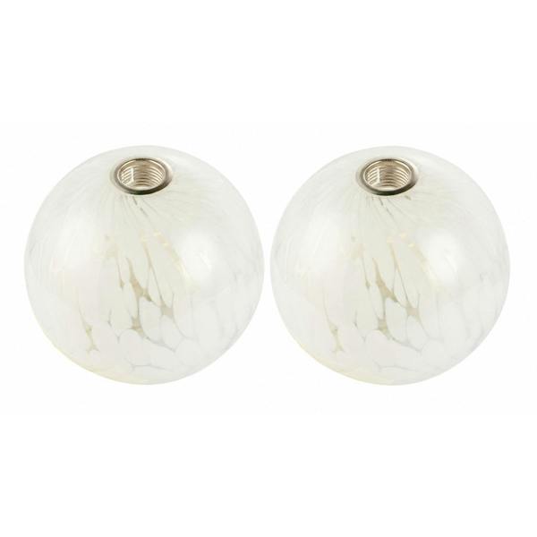 Stylish Pair of Round White Snowflake Glass Shades for G9 Lamp Holders Image 1