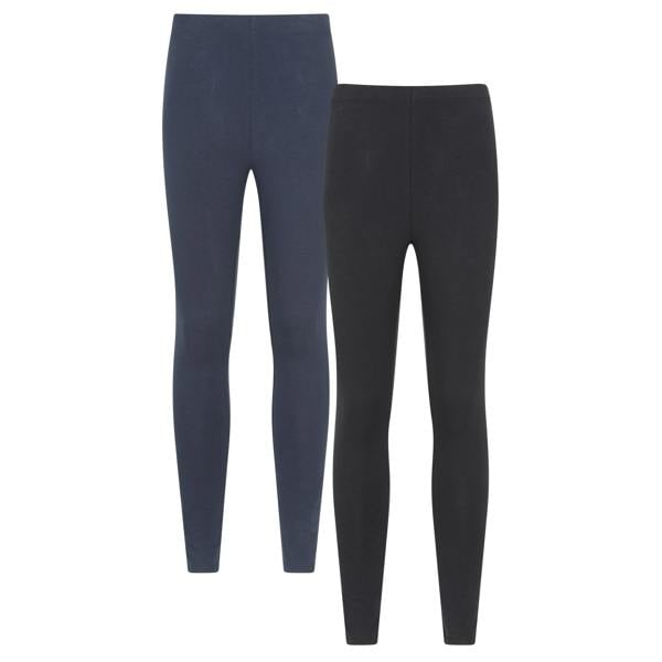 Mountain Warehouse Womens/Ladies Cotton Blend Midweight Leggings (Pack of 2) - Black - 