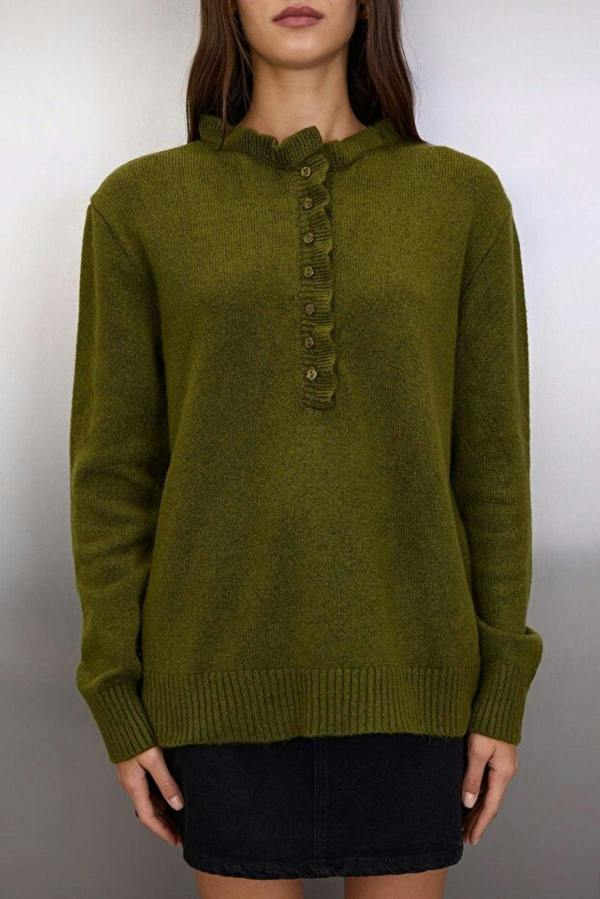 WOVCOR Collar-Detail Soft-Textured Knit Sweater