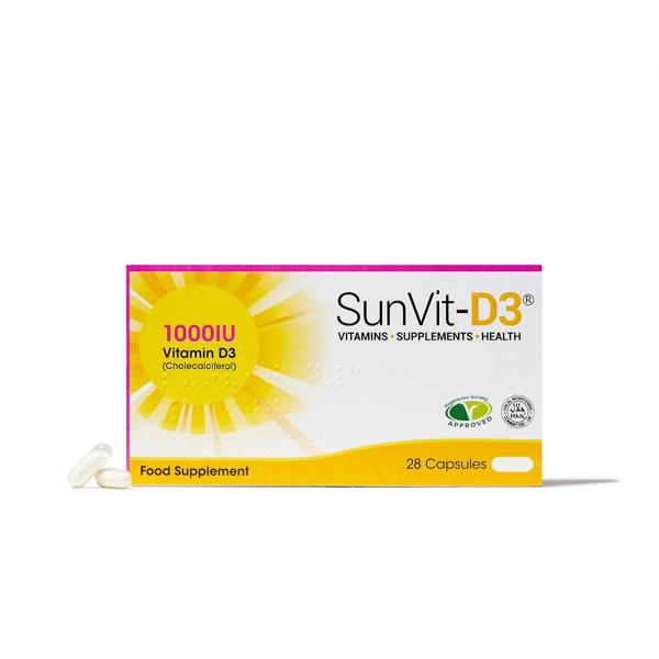 1,000IU (25ug) D3 Daily Capsules, For Adults & Children - SunVit - D3