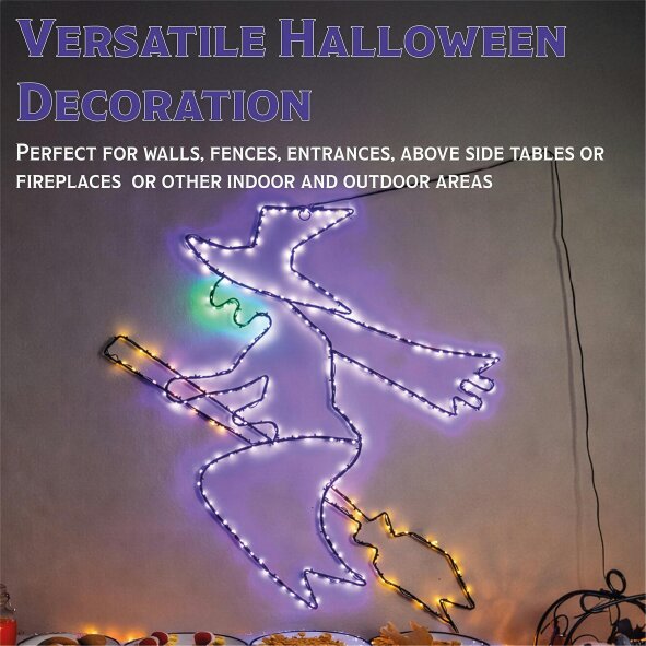 Scotts of Stow Fxlab Multicolour Micro LED Metal Silhouette Witch Outdoor with Timer