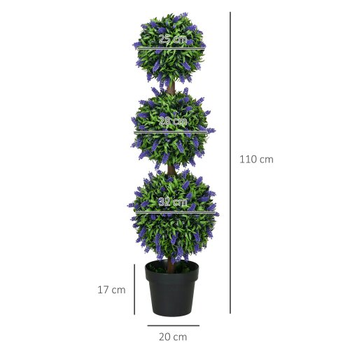 Wyld Haus Lazi Set Of 2 Artificial Lavender Ball Trees In Decorative Pots H8 110cm