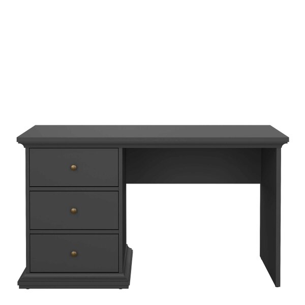 Wyld Haus Osaka Farmhouse Dark Grey Wooden Desk 3 Drawers